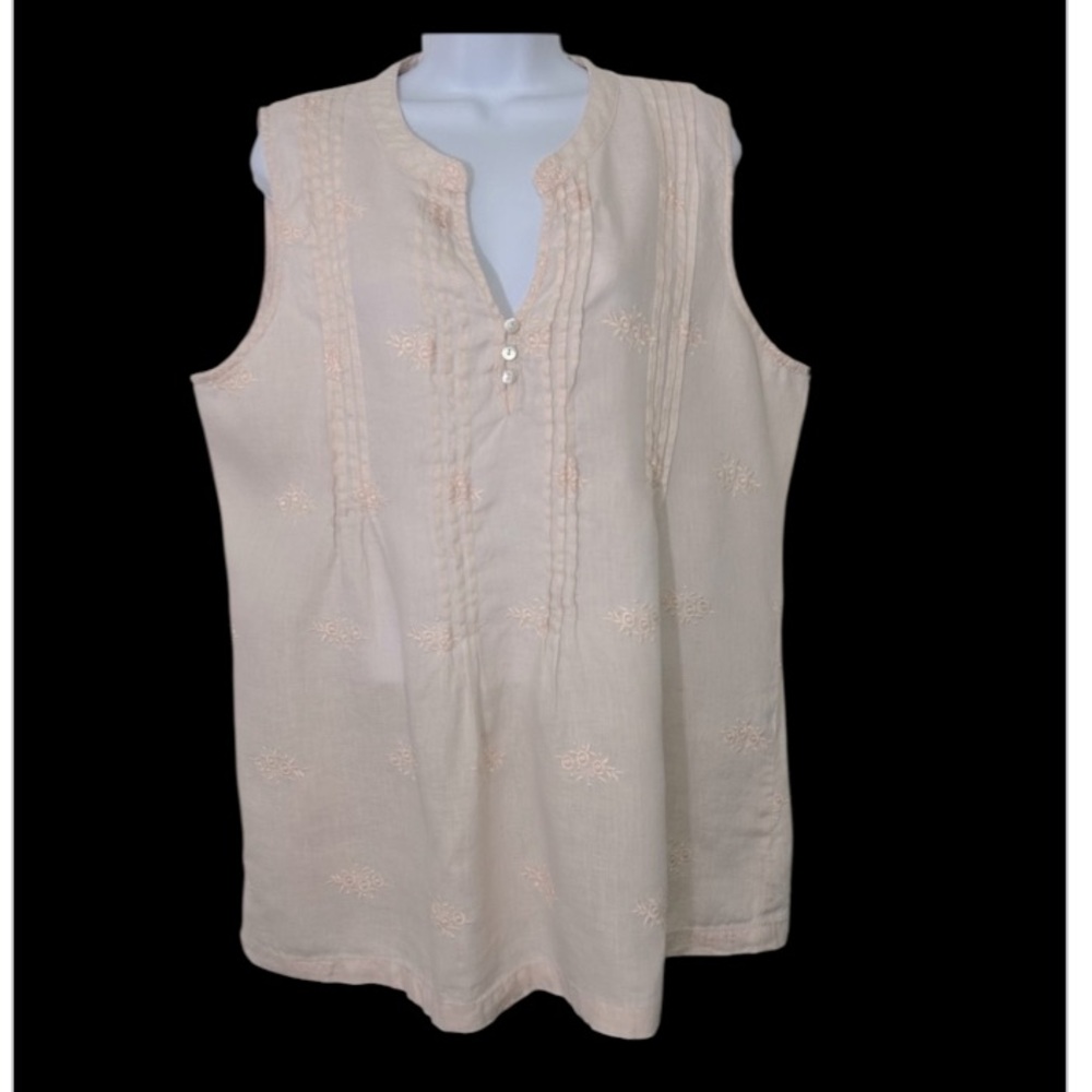 Saint Tropez West Ladies Size XL 100% Linen Blush Top Beachy